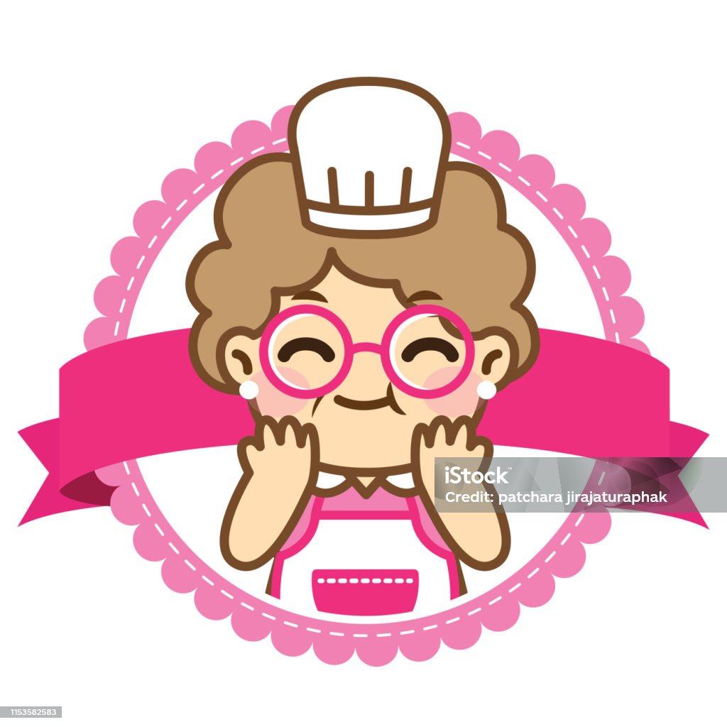 Grandma With Rice Vector Grandmother Is Cookingcute Stylevector Design Set Vector Stock ...