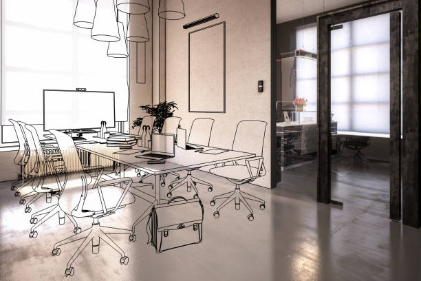 istock Office Design: Meeting Area (preview) - 3d illustration 1153585238