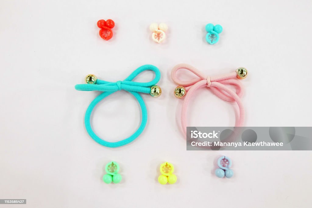Hair Accessories For Lady So Cute Hair Cyan Elastic Band With Free Space  Fabric Hair Blue And Pink Band Isolated On Pink Background Stock Photo -  Download Image Now - iStock