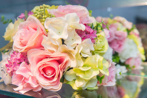 istock Beautiful red and yellow wedding bouquet isolated 1153586345