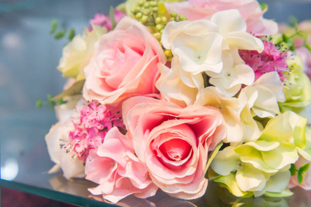 istock Beautiful red and yellow wedding bouquet isolated 1153586348