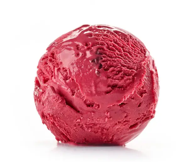 red cherry ice cream isolated on white background