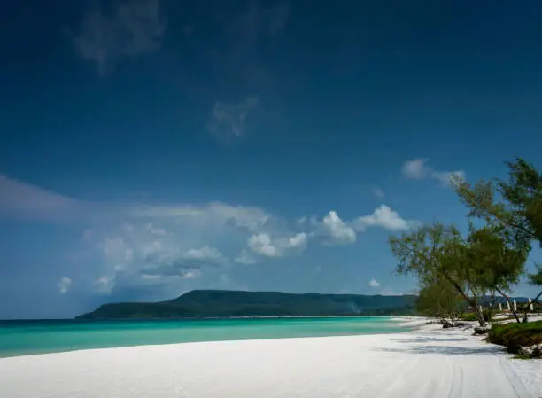 Photo of long beach in tropical paradise koh rong island near sihanoukville cambodia