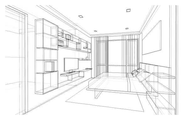 Interior design of modern style bedroom