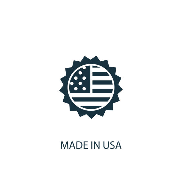 made in usa creative icon. einfache element-illustration - usa made in the usa industry striped stock-grafiken, -clipart, -cartoons und -symbole