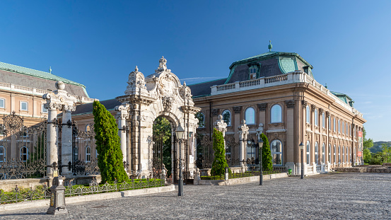 Budapest, Hungary - July 10,2015: detail from Royal Palace Of Buda (Buda Castle), famous tourist attraction spot at Budapest, Hungary.