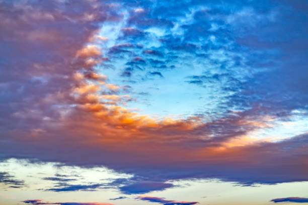 istock Blur skyscape with thick gray clouds filling the boundless sky at sunset 1153594815