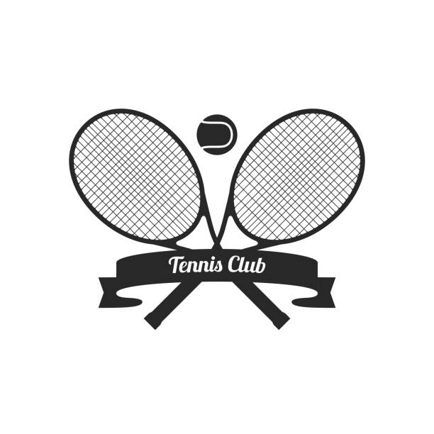 illustrations, cliparts, dessins animés et icônes de raquettes de tennis avec bille - tennis club