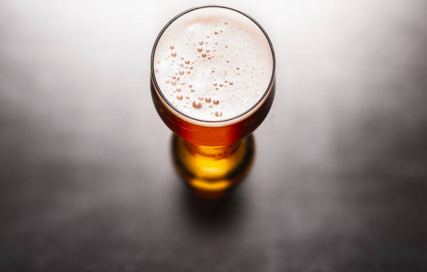 lager beer on table stock photo