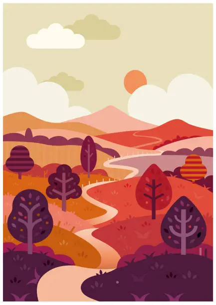Vector illustration of The long and winding road vector illustration