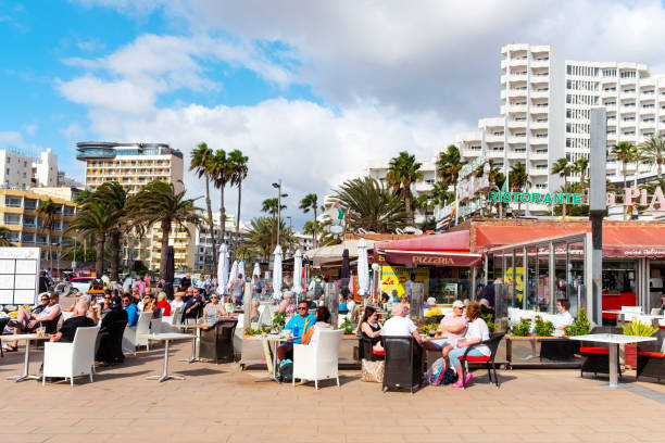 playa del inglés, maspalomas, gran canaria, espagne - 2640 photos et images de collection