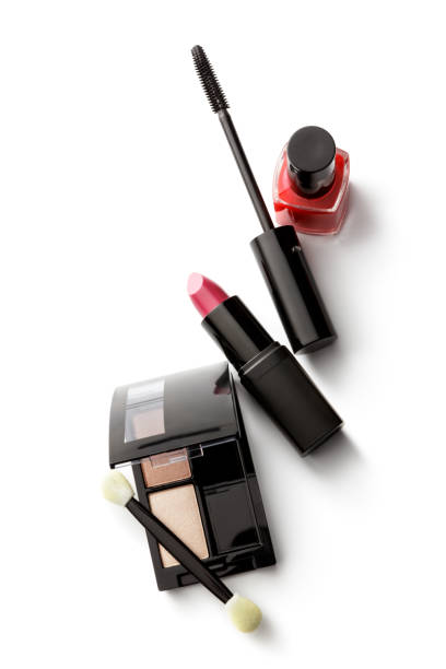 istock Cosmetics: Eyeshadow Palette, Nail Polish, Mascara and Lipstick Isolated on White Background 1153608317