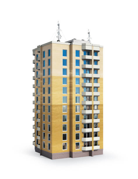 istock Building. Phased construction of a modern residential complex, isolated on white background. 3D illustration 1153609742