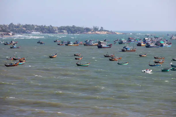 seascape of fisherman village in muine,VIETNAM.