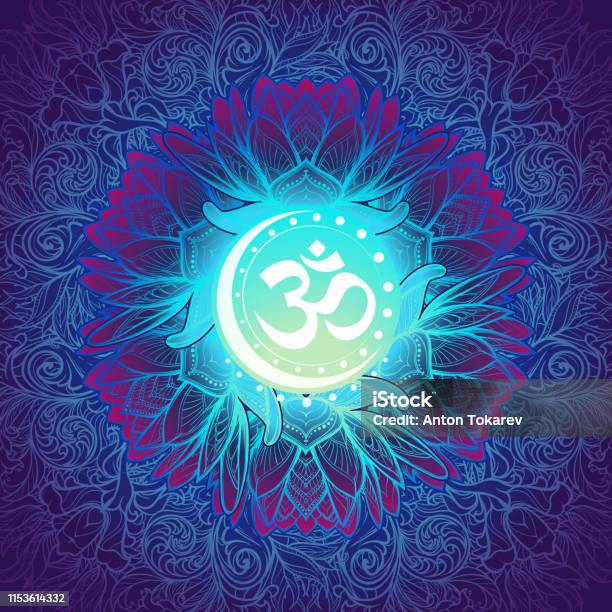 Om A Sacred Mantra And A Symbol Of Hinduism Decorative Floral Background  Stock Illustration - Download Image Now - iStock