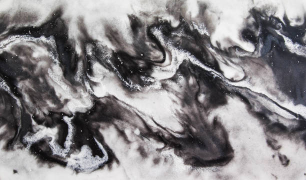 istock Abstract marble background, black and white fluid, horizontal 1153617010