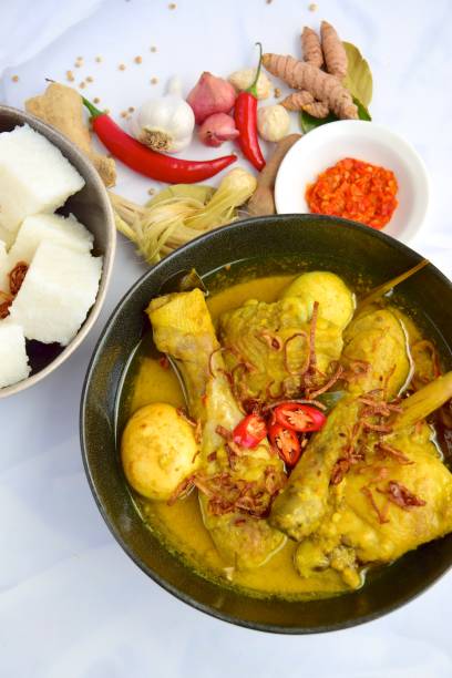 istock Opor ayam, chicken cooked in coconut milk and spices. Traditional food from Central Java, Indonesia. Served with lontong and sambal. Popular dish for lebaran or Idul Fitri 1153619867
