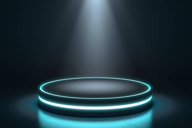istock Hexagon Pedestal for display, Platform for design, Blank product stand with light glow. 1153619908