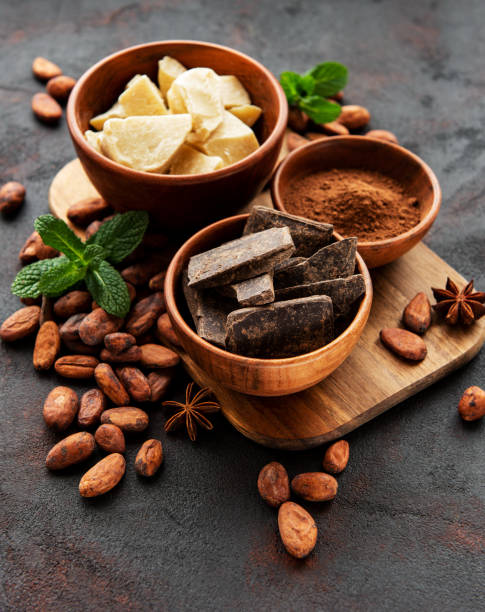 istock Cocoa beans, butter and chocolate 1153620800
