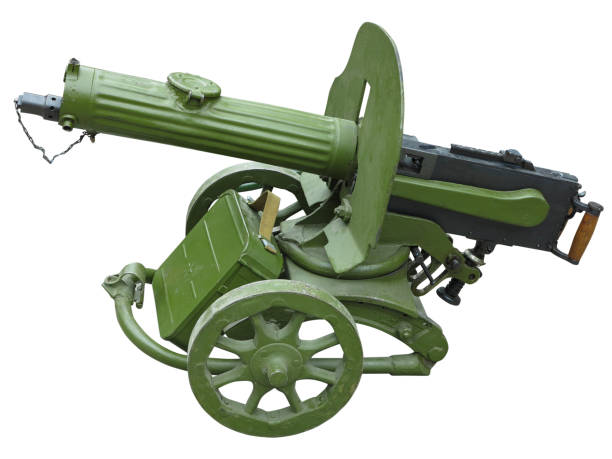 istock Old green Maxim machine gun isolated on white background 1153627543