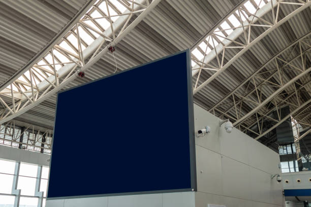 Blank large billboard with camera cctv with structure in the airport