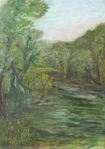 istock oil summer landscape with trees by the river 1153629460
