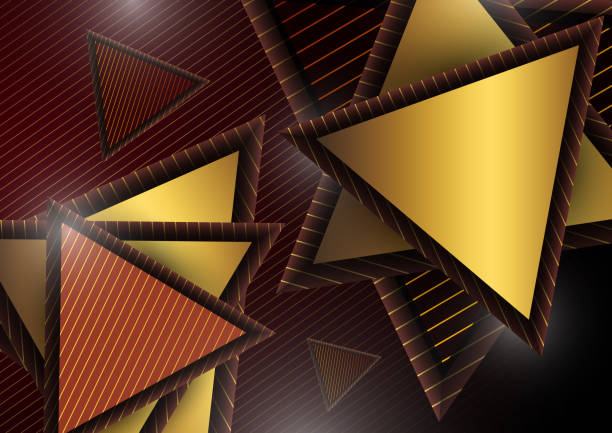 istock Abstract geometric background with gold and color triangles and lines. Creative concept, template for brochure, flyer, flyer, cover. 1153631019