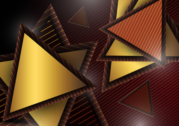 istock Abstract geometric background with gold and color triangles and lines. Creative concept, template for brochure, flyer, flyer, cover. 1153631022
