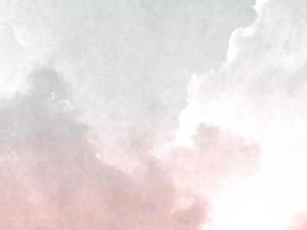 Photo of Watercolor background texture in light grey pink colors - abstract sky with clouds in soft vintage style