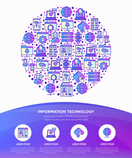 illustrations, cliparts, dessins animés et icônes de technologies de l’information dans les icônes de ligne mince de cercle: réseau social, sauvegarde de système, recherche, réseau lan, connexion, api, rétroaction, appel vidéo, nouvelles en ligne. illustration vectorielle, modèle de page web. - wireless technology voip internet network connection plug