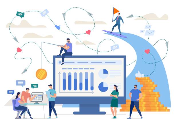 illustrations, cliparts, dessins animés et icônes de créer un concept de vecteur d’affaires en ligne réussi - business stock market stock market data instrument of measurement