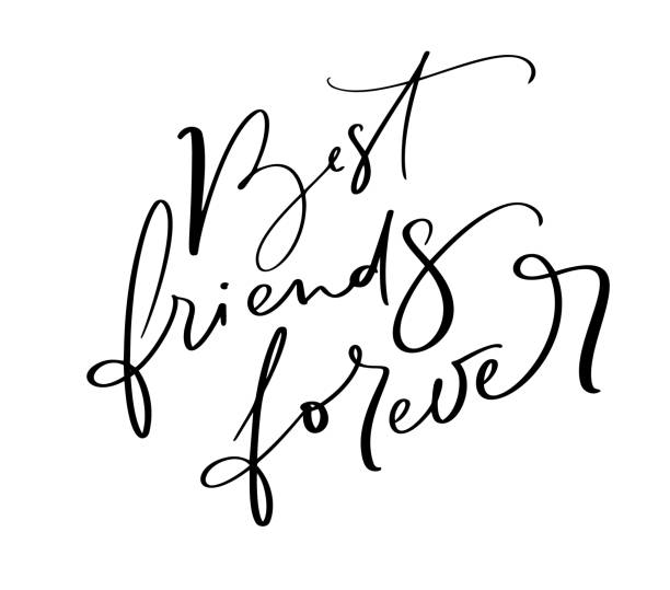 Vector text Best Friends forever. Illustration lettering on friendship Day. Modern calligraphy hand drawn phrase for greeting card Vector text Best Friends forever. Illustration lettering on friendship Day. Modern calligraphy hand drawn phrase for greeting card. forever friends stock illustrations