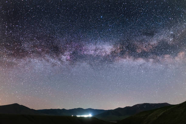 istock Beautiful night landscape, milky way galaxy. Space background. 1153638601