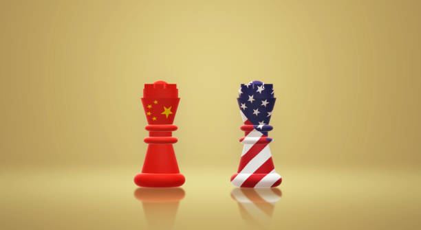 istock 3d rendering  king chess China vs America Trade War concept. 1153641784