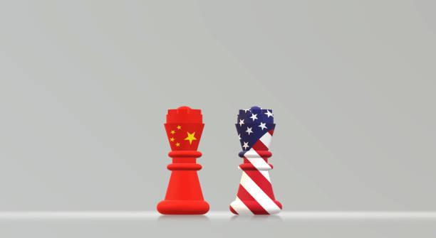istock 3d rendering  king chess China vs America Trade War concept. 1153642464