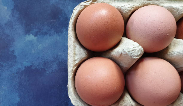 istock Close up of eggs in cardboard pack with copy space 1153642827