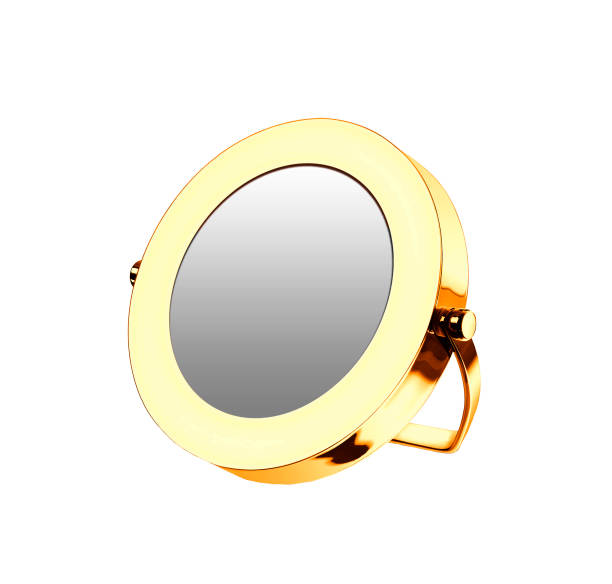 istock Golden cosmetic mirror isolated on white background 1153643000