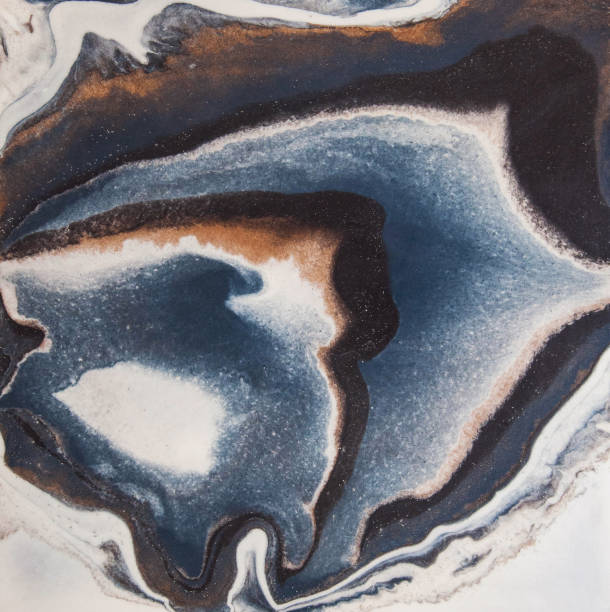 istock Abstract agate background, blue & gold seashore fluid 1153643419