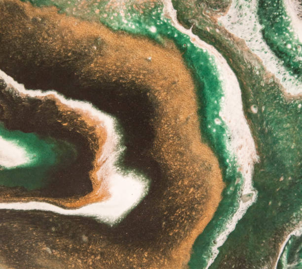 абстрактный фон агат, зеленая жидкость, горизонтальная - volcanic stone стоковые фото и изображения