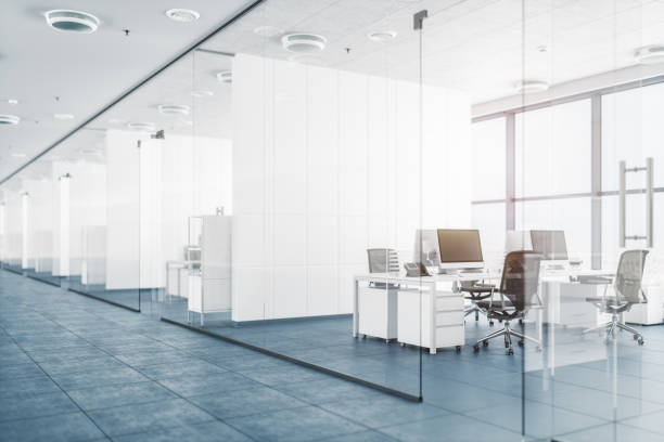 istock Modern Office With Glass Partition Walls 1153645385