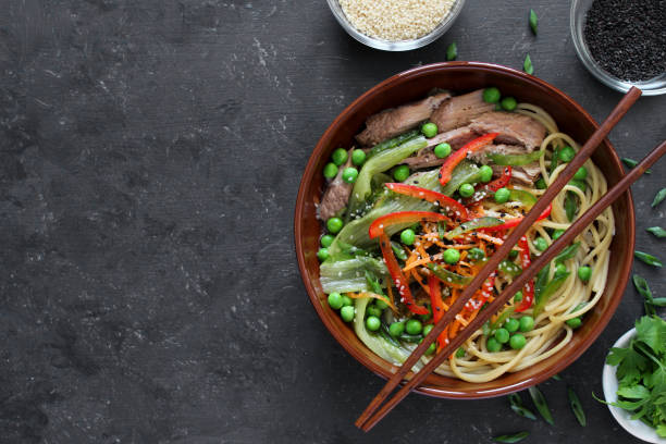 istock Noodles with beef and vegetables. Asian food. 1153648423