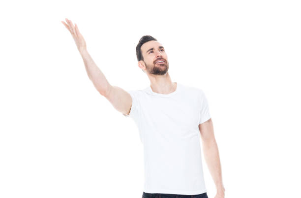 Handsome man in white shirt and jeans