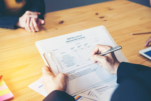 istock Job applicants having an interview with Human resource manager jobs interview with confident candidate in an office. 1153650838