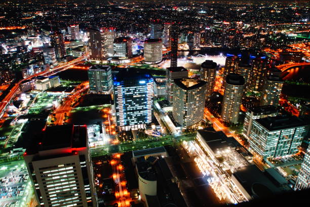 cityscape seen from the landmark tower - landmark tower tokyo prefecture japan asia imagens e fotografias de stock