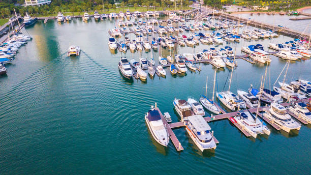 istock Top view of Yacht Marina 1153652811