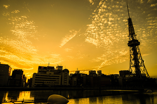 Nagoya TV Tower and sunset. Shooting Location: Aichi Prefecture, Nagoya City