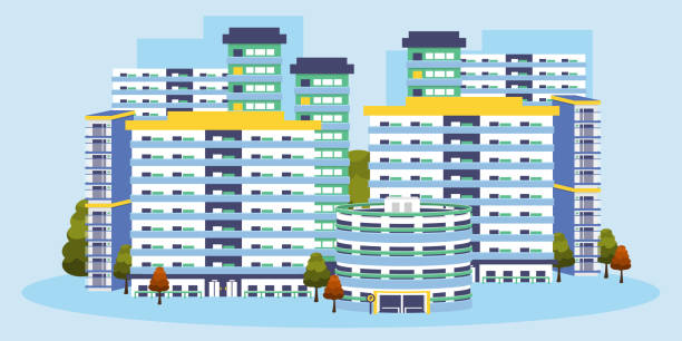 Singapore building apartments Singapore building apartments vector illustration singapore flats stock illustrations