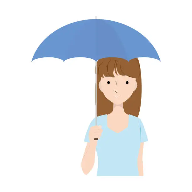 Vector illustration of Illustration of a woman holding a parasol.