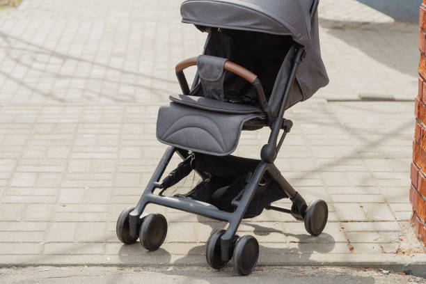 istock Original baby stroller, close-up details. New design 1153655566