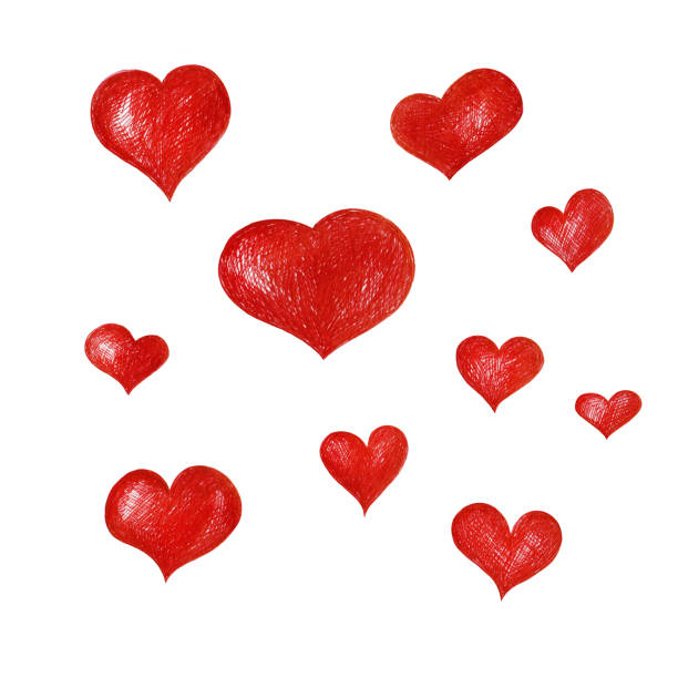 istock A set of red hand-drawn hearts for design, composition, greetings 1153656268